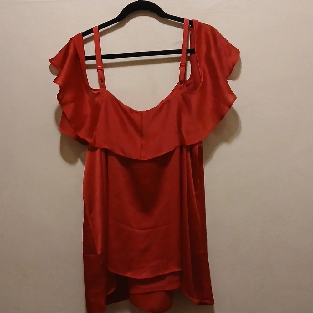 Torrid Vibrant Red Ruffle Blouse - Picture 5 of 8